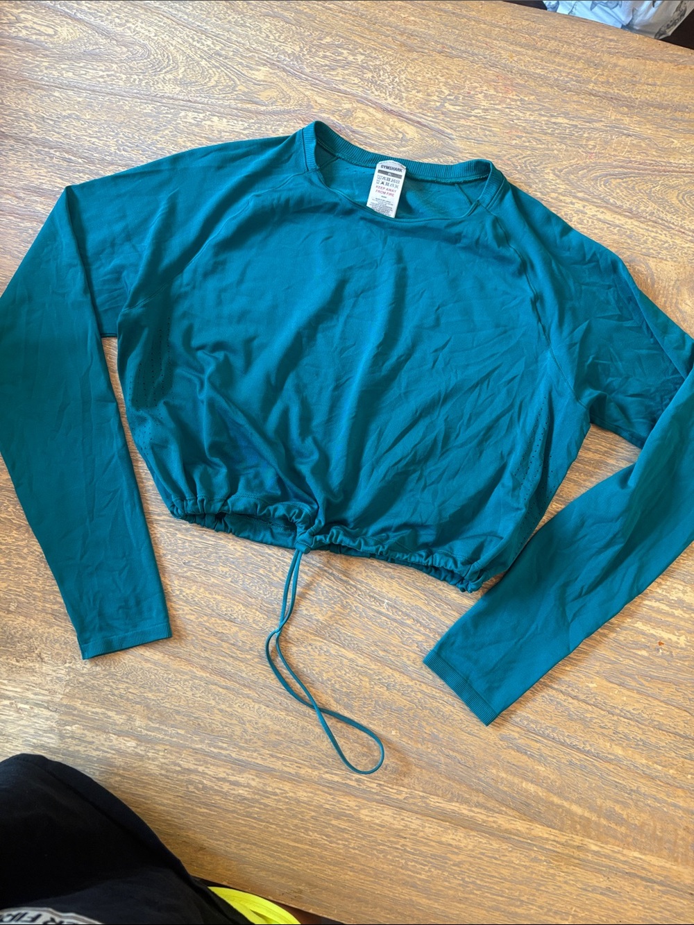 Gymshark Teal Drawstring Cropped Long-Sleeve Top